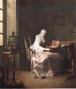 Lady with a Bird-Organ, Jean Baptiste Simeon Chardin